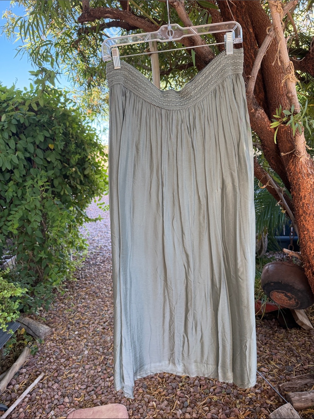 NWOT Belle France Elegant Olive Green Maxi Skirt